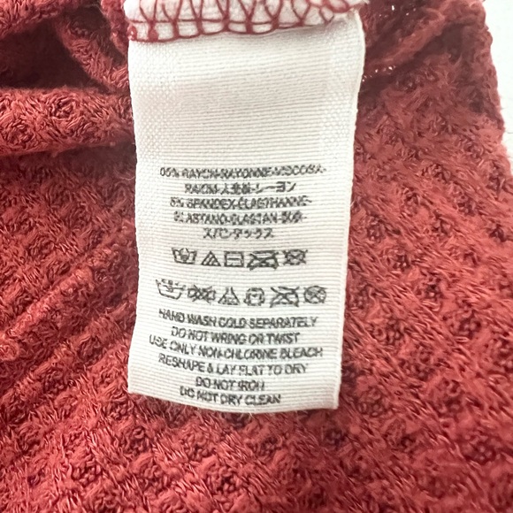 We the Free Pacific Thermal Terracotta Long Sleeve Raw Hem Boho Top Size Small - Picture 4 of 8